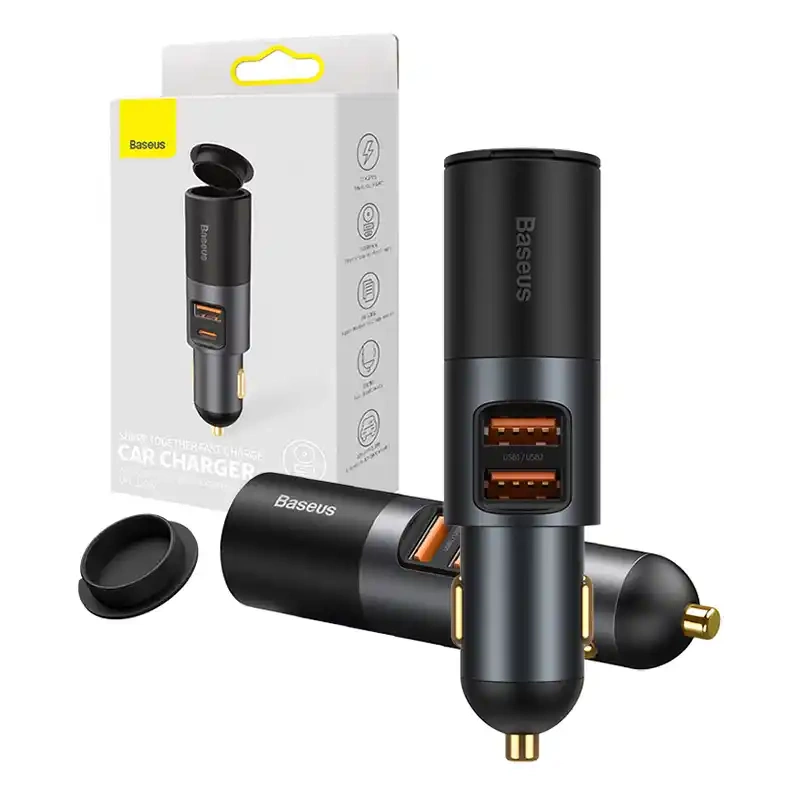 Baseus Share Together Fast Charge Car Charger with Cigarette Lighter Expansion Port, 2x USB, 120W (Gray) Baseus Share Together Fast Charge Car Charger with Cigarette Lighter Expansion Port, 2x USB, 120W (Gray)