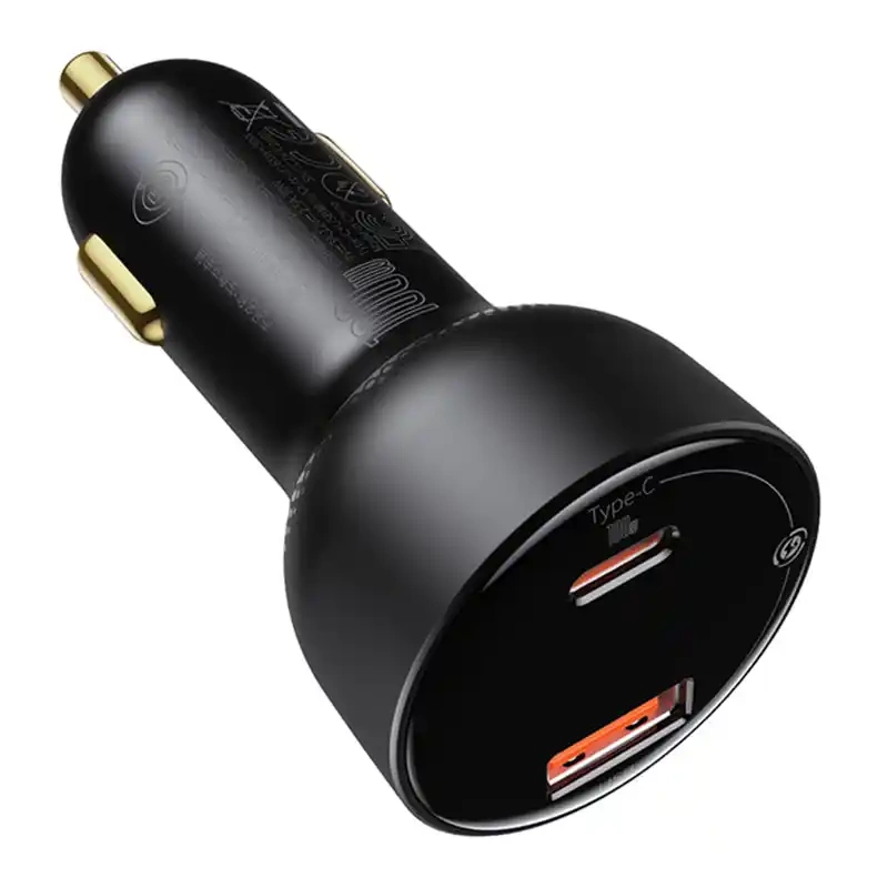Car charger Baseus Superme, USB, USB-C, 100W (black)