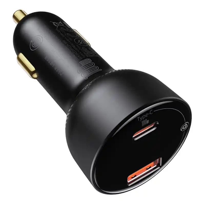 Car charger Baseus Superme, USB, USB-C, 100W + USB-C cable (black) Car charger Baseus Superme, USB, USB-C, 100W + USB-C cable (black)