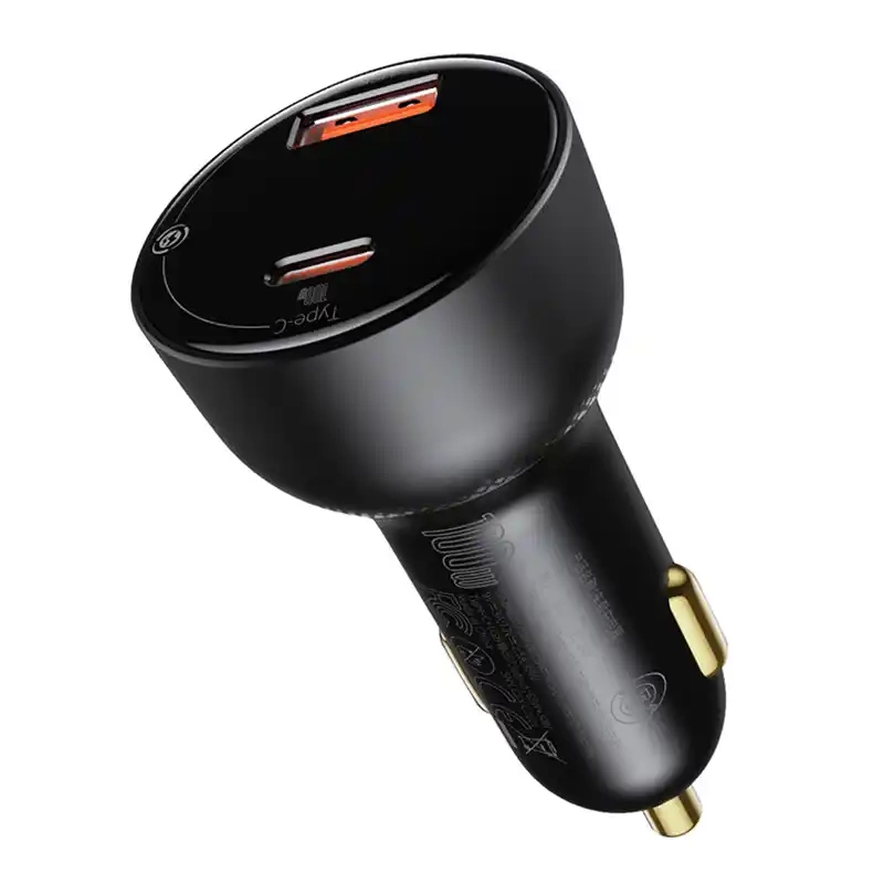 Car charger Baseus Superme, USB, USB-C, 100W + USB-C cable (black) Car charger Baseus Superme, USB, USB-C, 100W + USB-C cable (black)