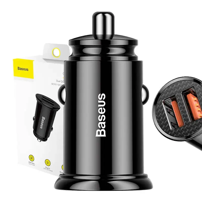 Baseus Circular 2xUSB QC3.0 5A 30W car charger (black) Baseus Circular 2xUSB QC3.0 5A 30W car charger (black)