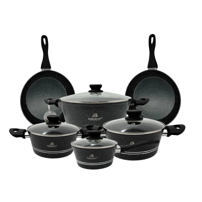 Rosenberg RB-10M2B: 10 Pieces Marble Coated Cookware Set