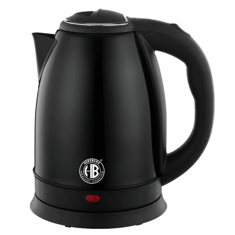Herzberg HG-5011BLK: 1.8L 1500W Stainless Steel ElectricKettle - Black