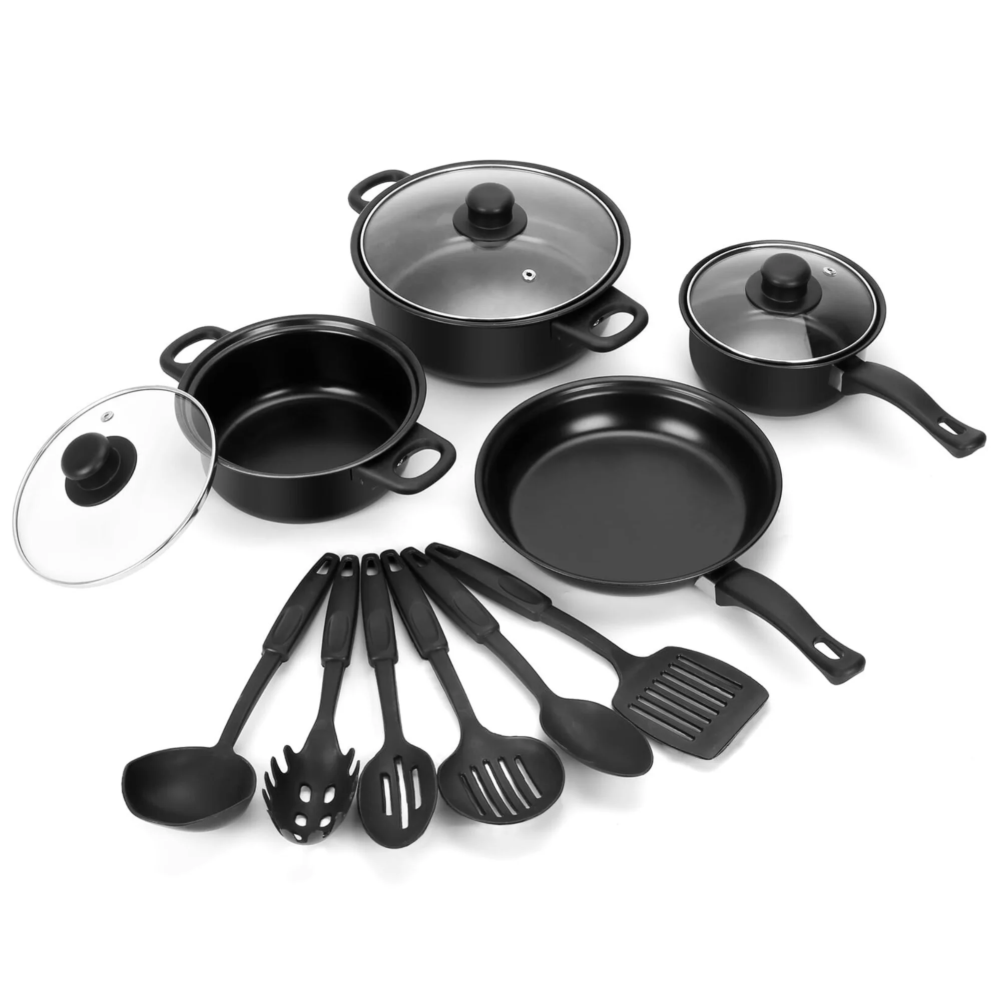 Herzberg HG-04241: 13 Pieces Non-Stick Cookware Set with Nylon Cooking Spoon Set