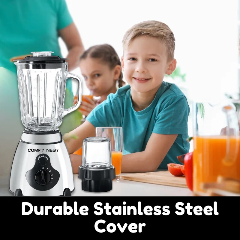 Comfy Nest CN-BLG15: 2in1 Glass Blender and Grinder with Ice Crusher Comfy Nest CN-BLG15: 2in1 Glass Blender and Grinder with Ice Crusher