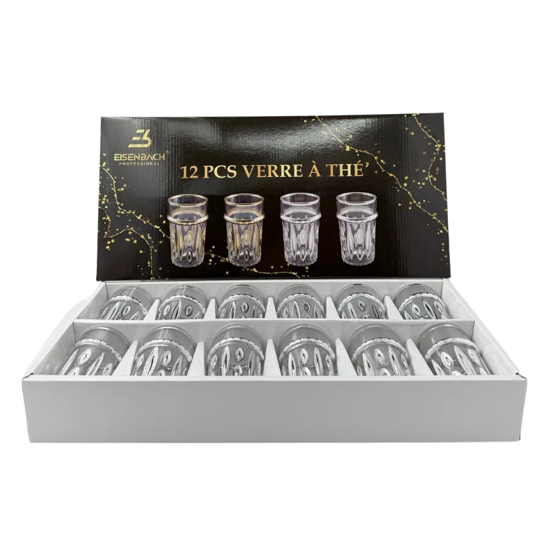 Eisenbach EB-GLS12S: 12-Pieces Tea Glasses with Silver Accent Eisenbach EB-GLS12S: 12-Pieces Tea Glasses with Silver Accent