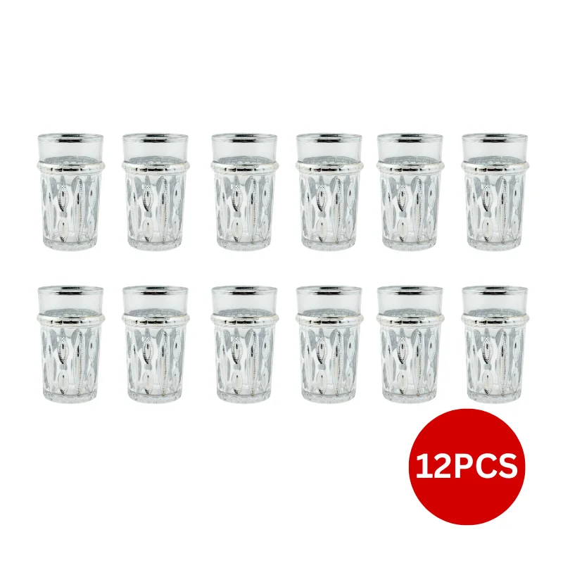 Eisenbach EB-GLS12S: 12-Pieces Tea Glasses with Silver Accent Eisenbach EB-GLS12S: 12-Pieces Tea Glasses with Silver Accent