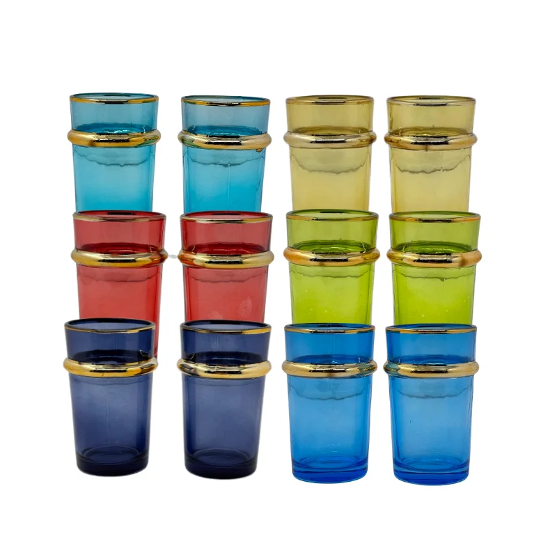 Eisenbach EB-GLS12C: 12 Pieces Colored Tea Glasses with Gold Accent