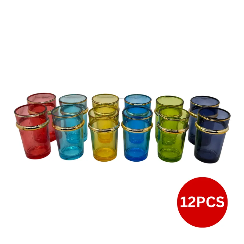 Eisenbach EB-GLS12C: 12 Pieces Colored Tea Glasses with Gold Accent