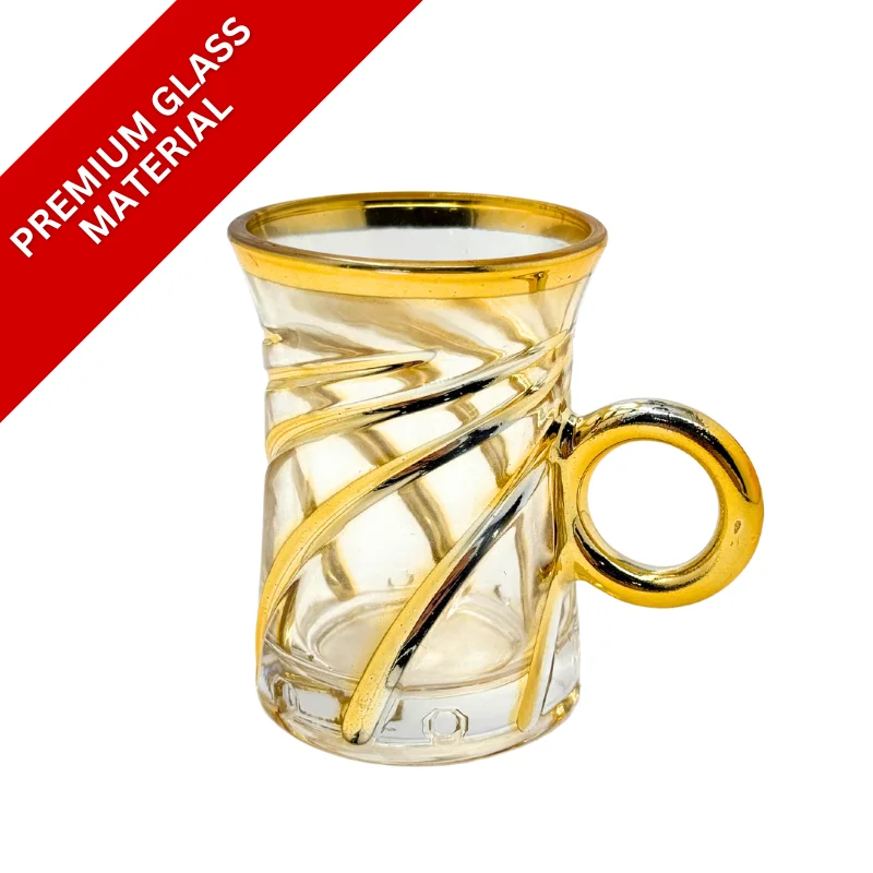 Eisenbach EB-6DTC250: 6 Demitasse Espresso Coffee Gold Accent Glass Cup