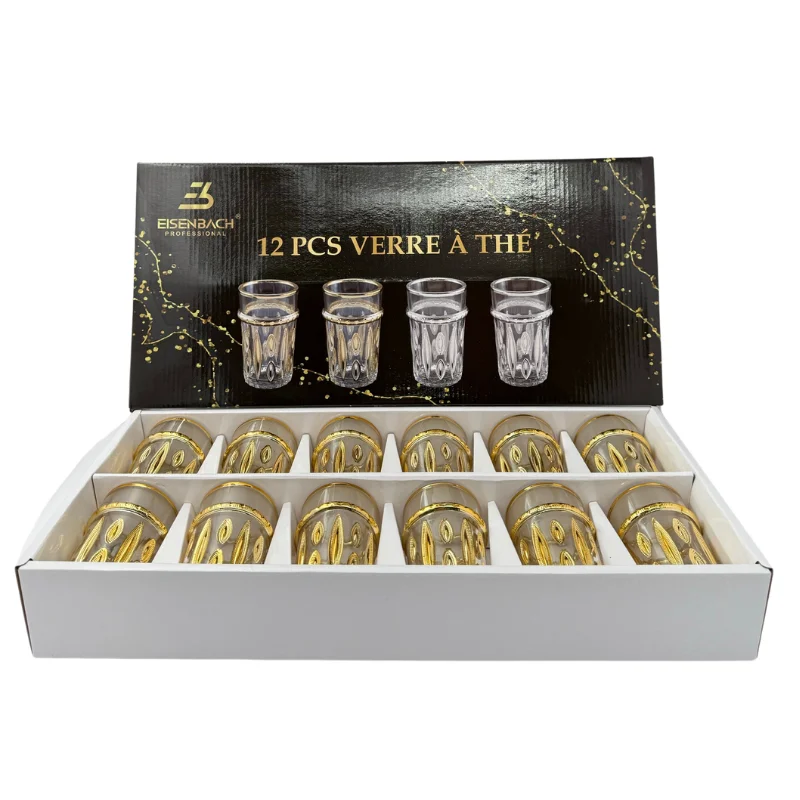 Eisenbach EB-GLS12G: 12 Pieces Tea Glasses with Gold Accent Eisenbach EB-GLS12G: 12 Pieces Tea Glasses with Gold Accent