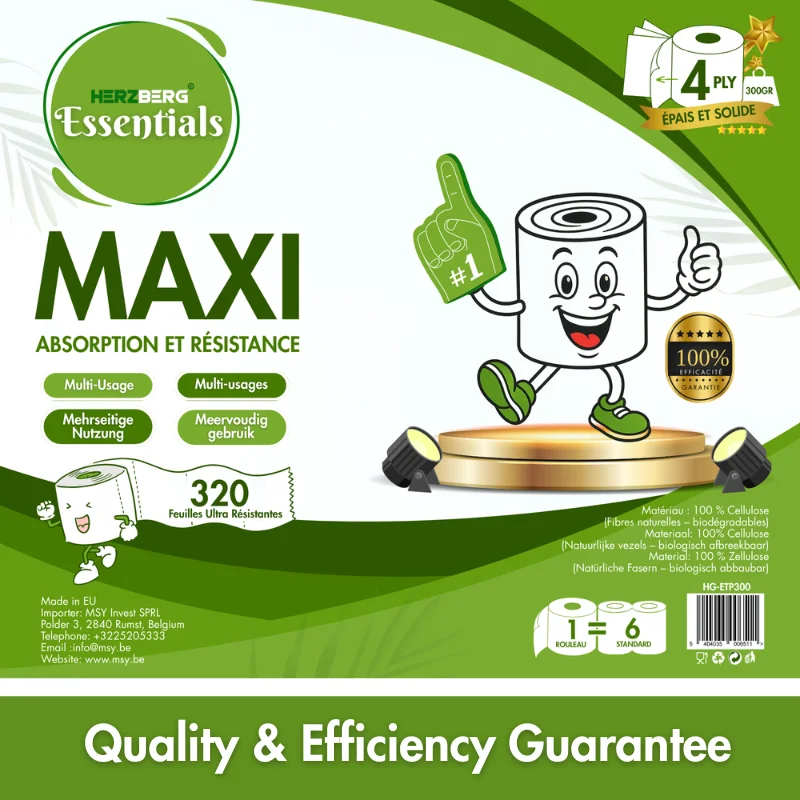 Herzberg Essentials HG-ETP300: Pack of 6 Unscented 4-Ply Biodegradable Cellulose Paper Towel Roll Herzberg Essentials HG-ETP300: Pack of 6 Unscented 4-Ply Biodegradable Cellulose Paper Towel Roll