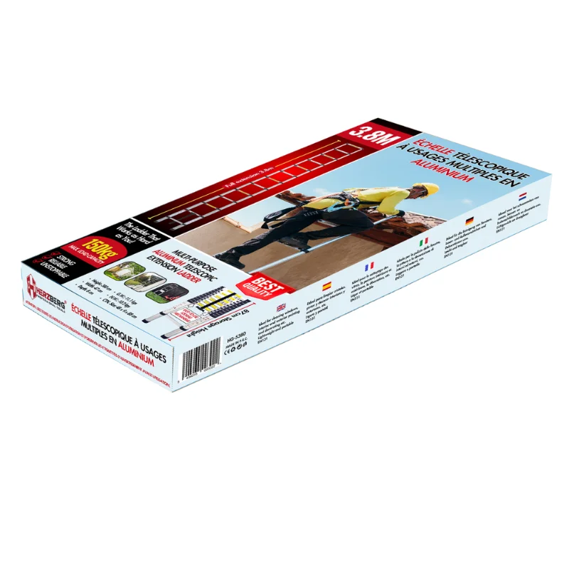Herzberg HG-5380: Multi-Purpose Aluminum Telescopic Extension Ladder - 3.8M Herzberg HG-5380: Multi-Purpose Aluminum Telescopic Extension Ladder - 3.8M