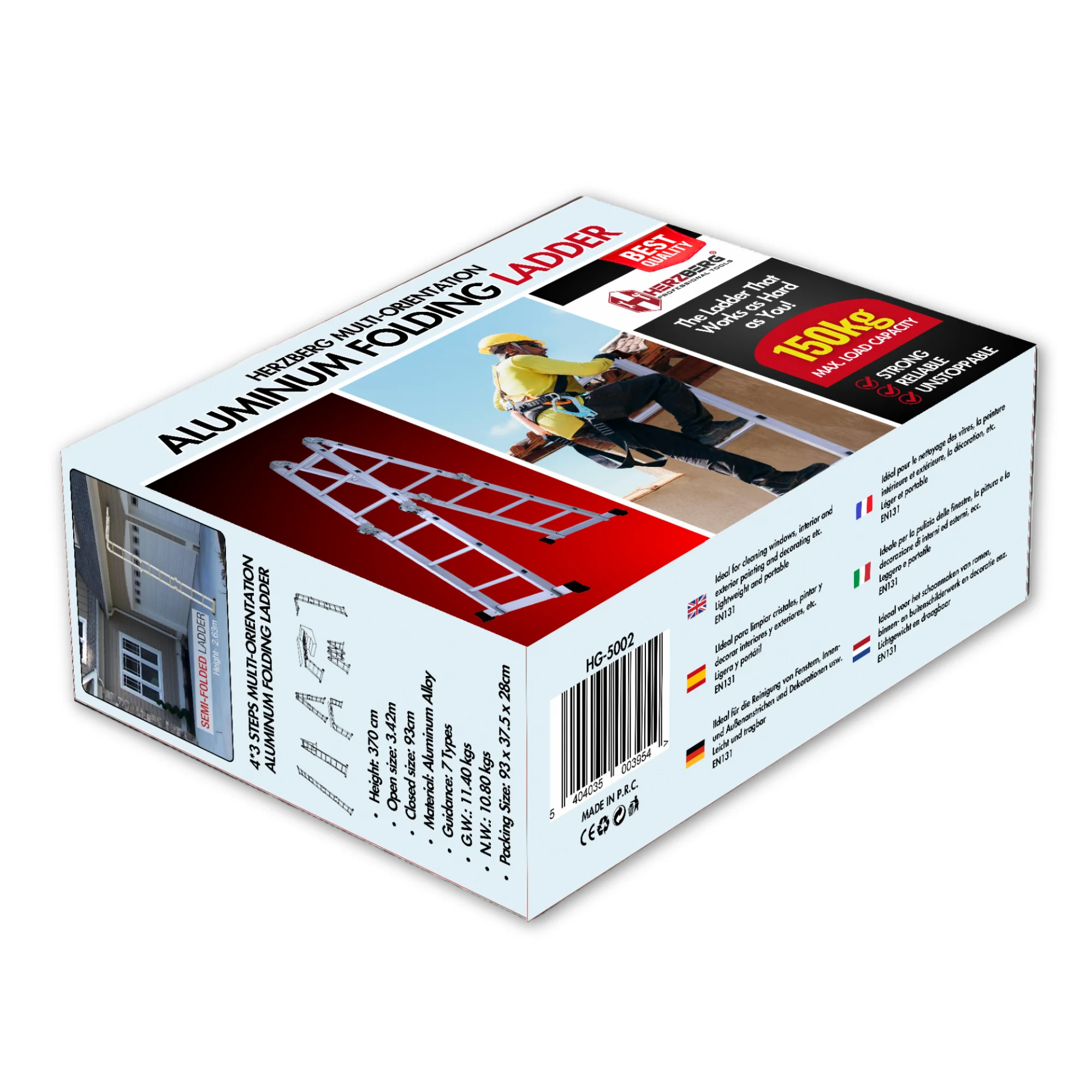 Herzberg HG-5002: Multi-OrientationAluminum Folding Ladder Herzberg HG-5002: Multi-OrientationAluminum Folding Ladder