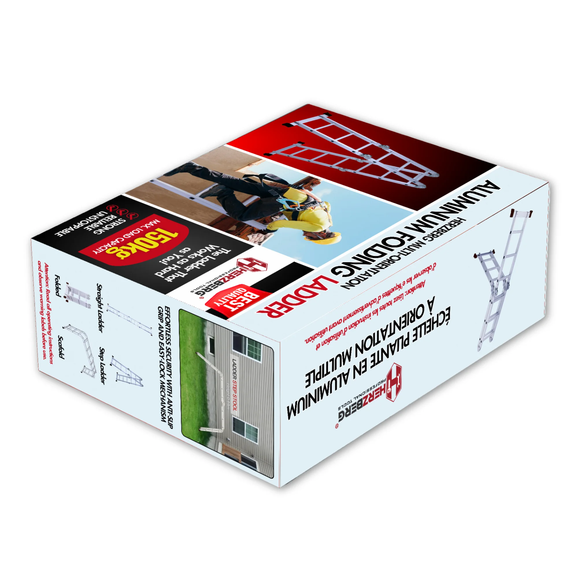 Herzberg HG-5002: Multi-OrientationAluminum Folding Ladder Herzberg HG-5002: Multi-OrientationAluminum Folding Ladder