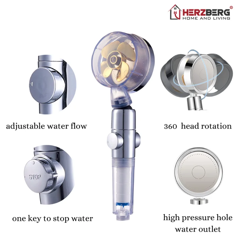 Herzberg Turbo Charger Showerhead Gold Herzberg Turbo Charger Showerhead Gold