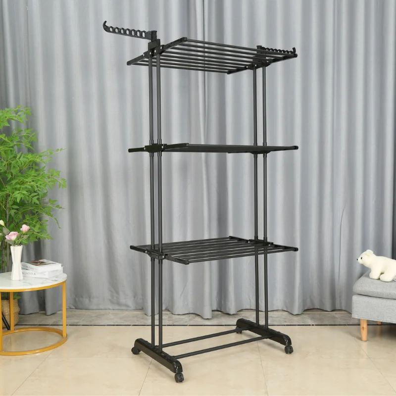Herzberg HG-8034BB: Moving Clothes Rack - Black Herzberg HG-8034BB: Moving Clothes Rack - Black