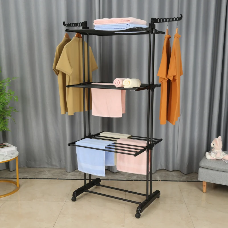 Herzberg HG-8034BB: Moving Clothes Rack - Black Herzberg HG-8034BB: Moving Clothes Rack - Black