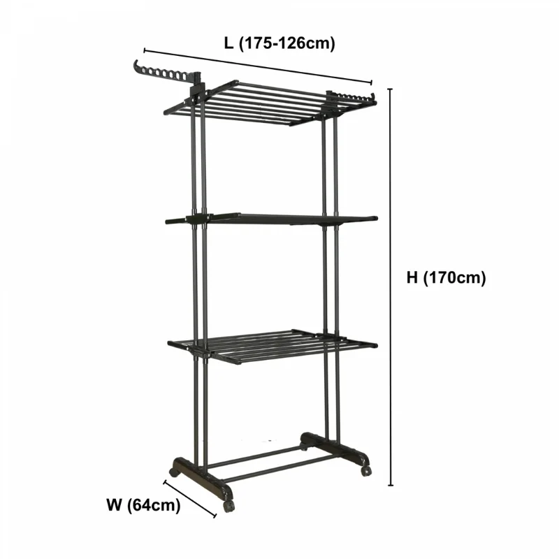 Herzberg HG-8034BB: Moving Clothes Rack - Black Herzberg HG-8034BB: Moving Clothes Rack - Black