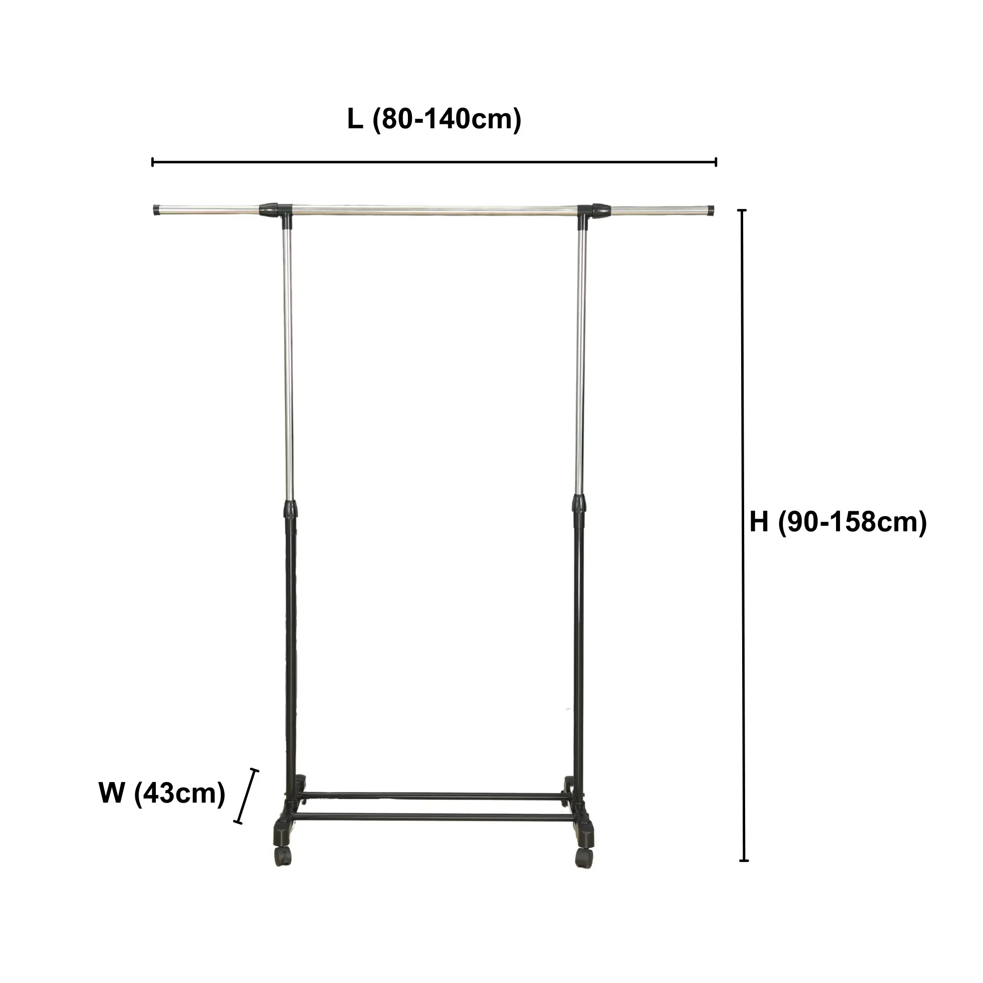 Herzberg HG-03268: Adjustable Single Rod Rolling Clothing Garment Rack Herzberg HG-03268: Adjustable Single Rod Rolling Clothing Garment Rack