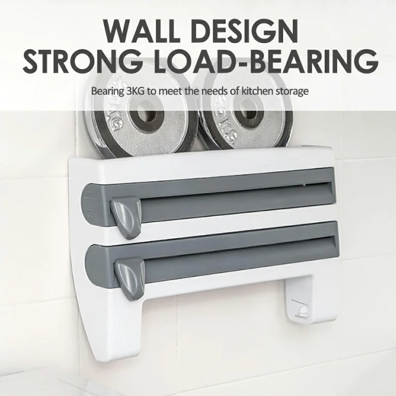 Herzberg HG-03145: Wall-Mounted Paper Towel, Cling Film & Foil Dispenser Household Kitchen Tool Rack