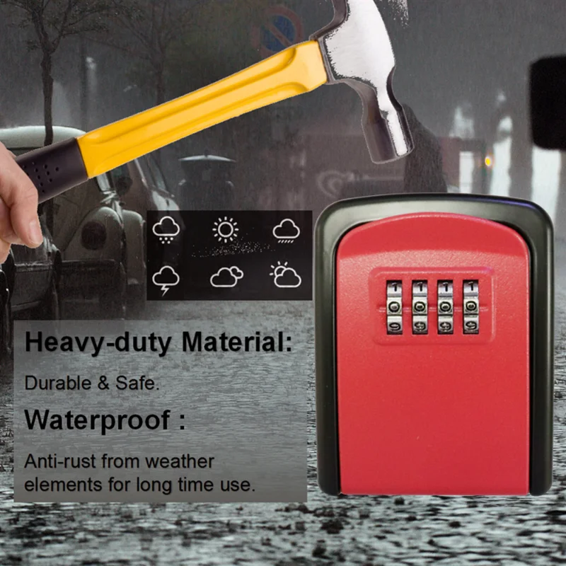 Herzberg HG-03817: New Smart Waterproof Keyless Safety Box - Red Herzberg HG-03817: New Smart Waterproof Keyless Safety Box - Red