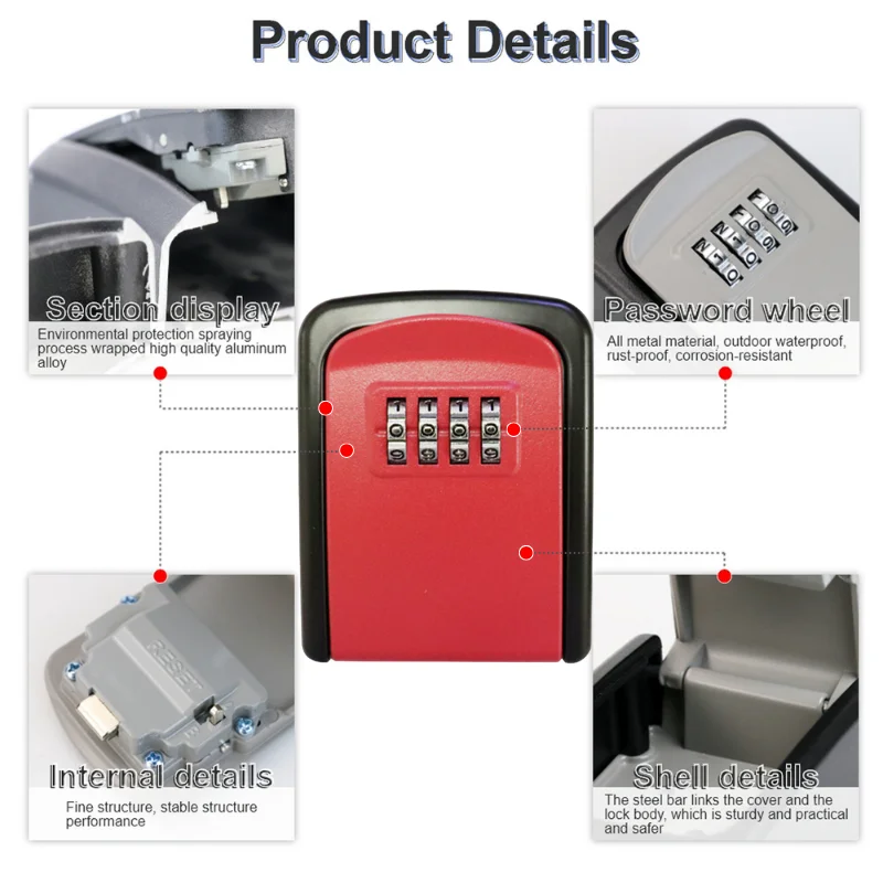 Herzberg HG-03817: New Smart Waterproof Keyless Safety Box - Red Herzberg HG-03817: New Smart Waterproof Keyless Safety Box - Red