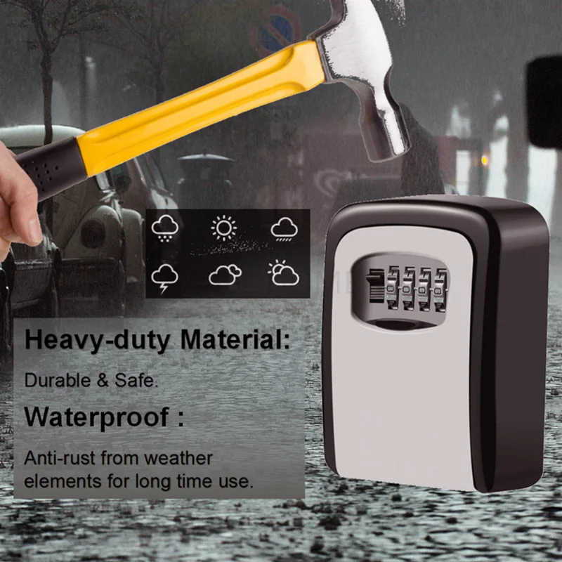 Herzberg HG-03800: New Smart Waterproof Keyless Safety Box - Black