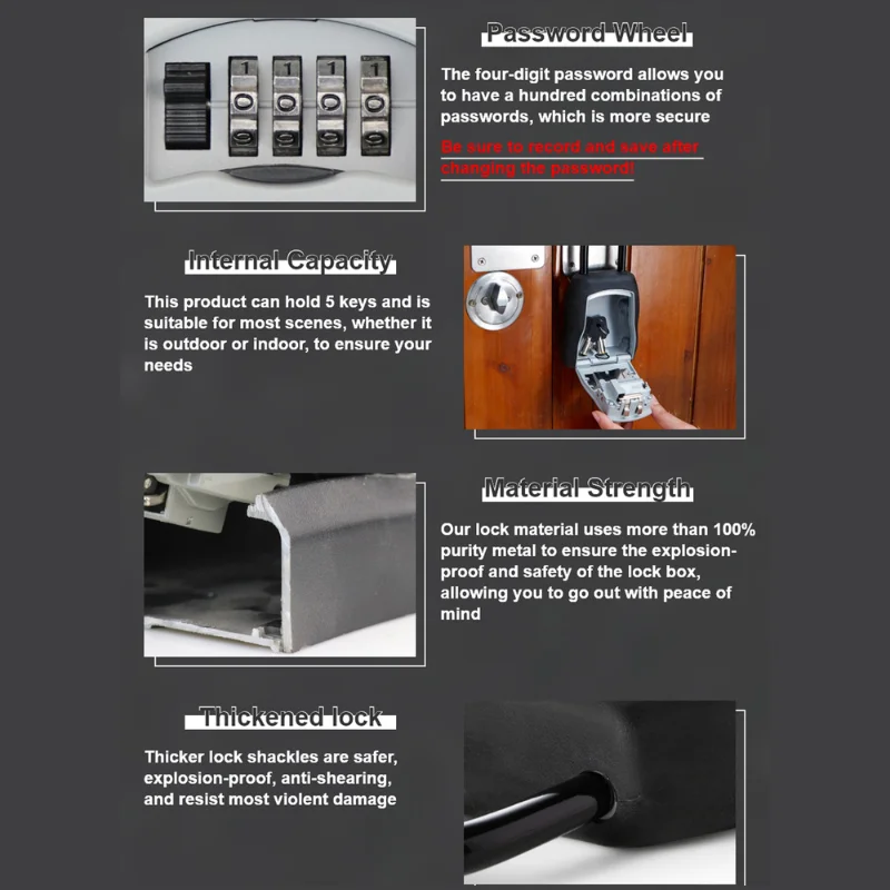 Herzberg HG-03800: New Smart Waterproof Keyless Safety Box - Black