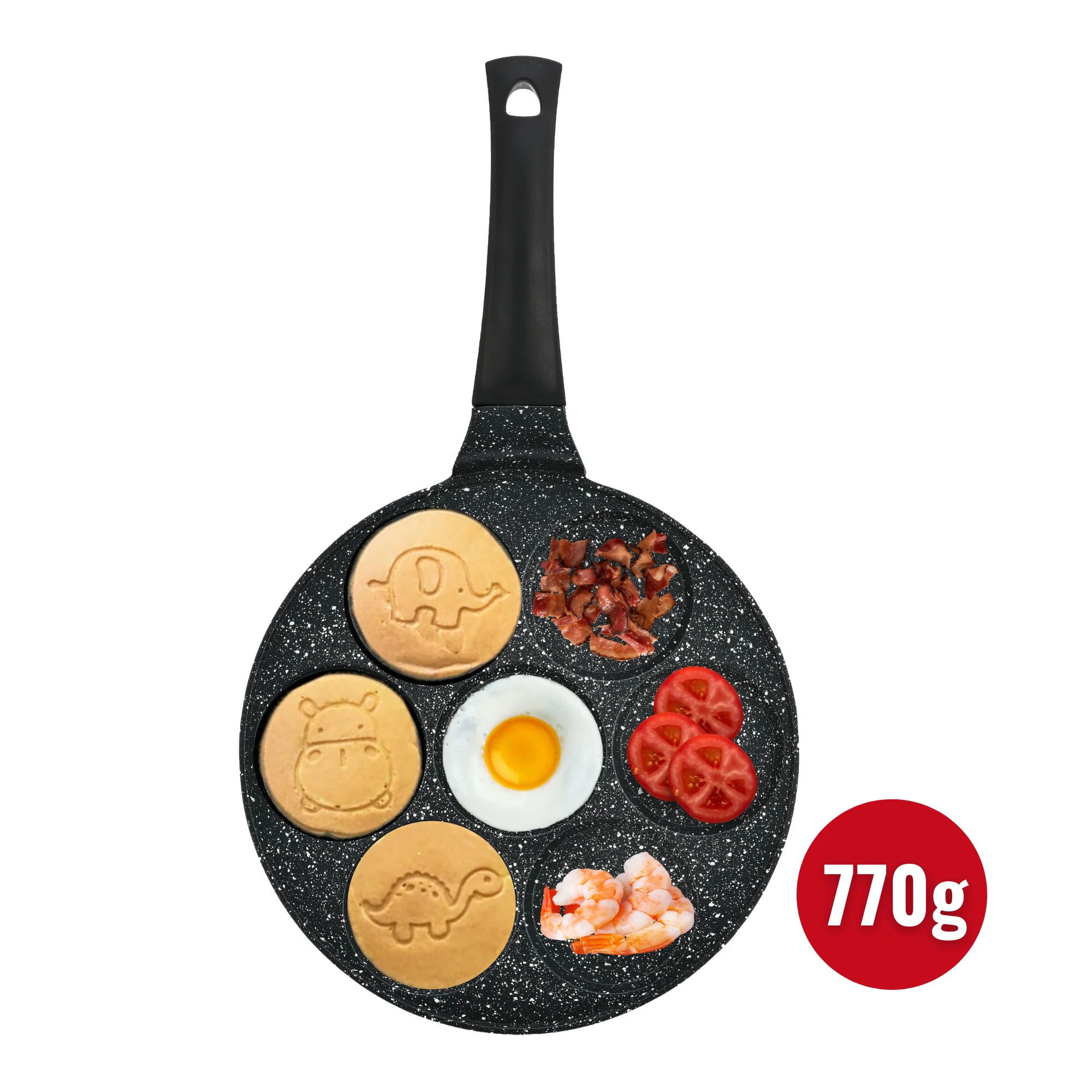 Herzberg HG-CP267ANL: 26cm Marble Coated Pancake & Crepe Pan - 7 Cute Animal Herzberg HG-CP267ANL: 26cm Marble Coated Pancake & Crepe Pan - 7 Cute Animal