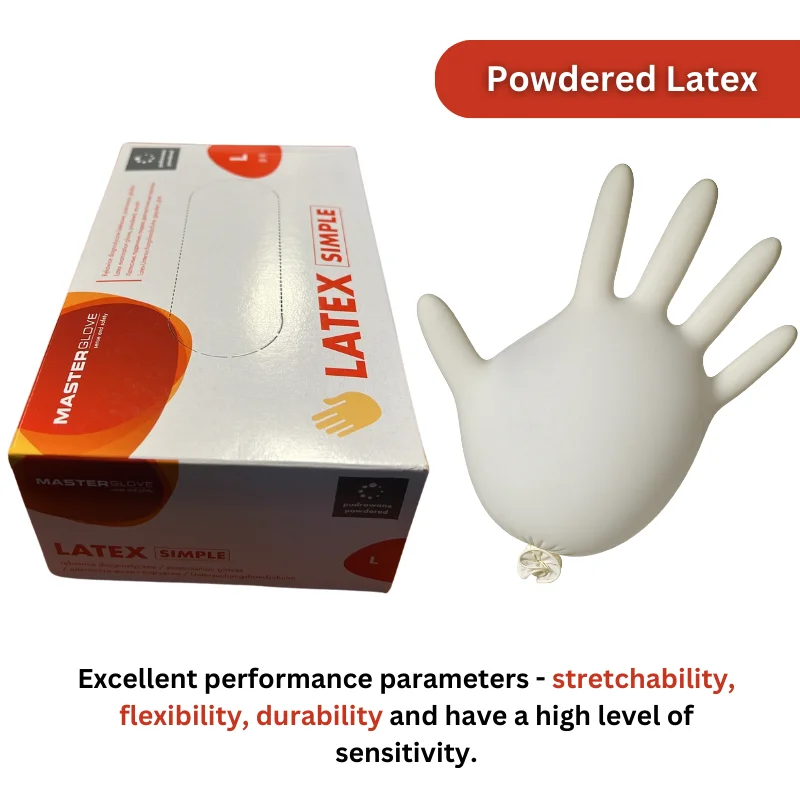 Master Gloves: Pack of 100 Latex Disposable Powdered Gloves - Size L Master Gloves: Pack of 100 Latex Disposable Powdered Gloves - Size L