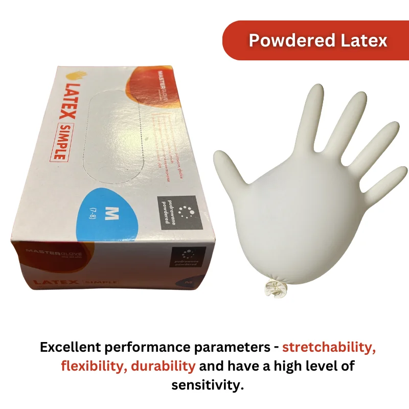 Master Gloves: Pack of 100 Latex Disposable Powdered Gloves - Size M Master Gloves: Pack of 100 Latex Disposable Powdered Gloves - Size M