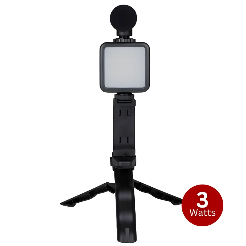 Grundig ED-38135: 3-in-1 Selfie Studio Vlogging Kit with Lighting, Microphone and Tripod Grundig ED-38135: 3-in-1 Selfie Studio Vlogging Kit with Lighting, Microphone and Tripod