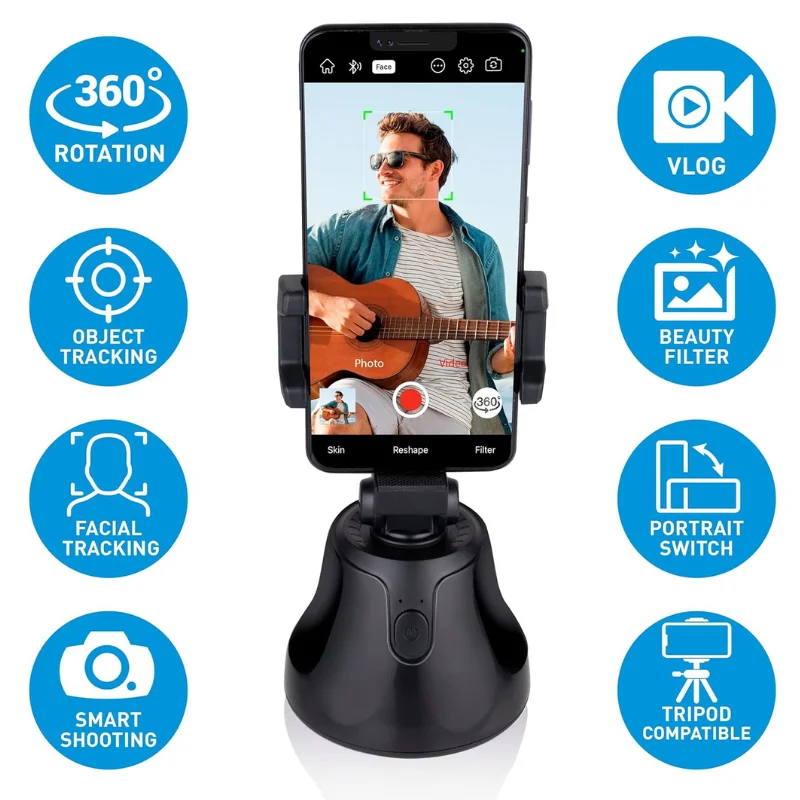 Grundig ED-49803: 360° Rotating, Face/ Object Tracking Phone Holder for Vlogger Grundig ED-49803: 360° Rotating, Face/ Object Tracking Phone Holder for Vlogger