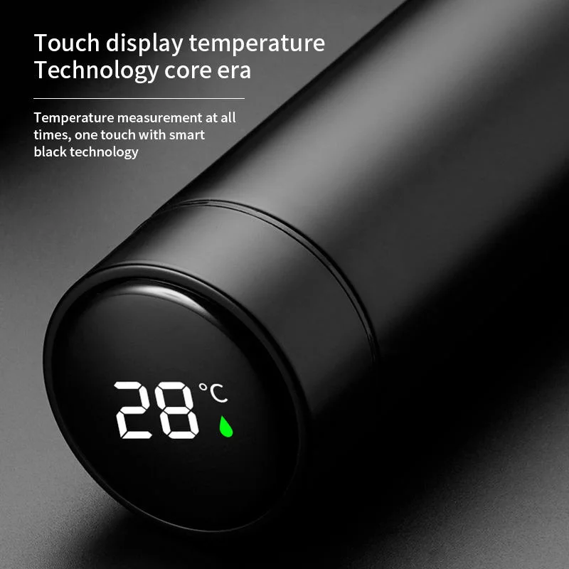Herzberg Stainless Steel Thermo Vacuum Bottle with Smart Temperature Display - 500ml Silver