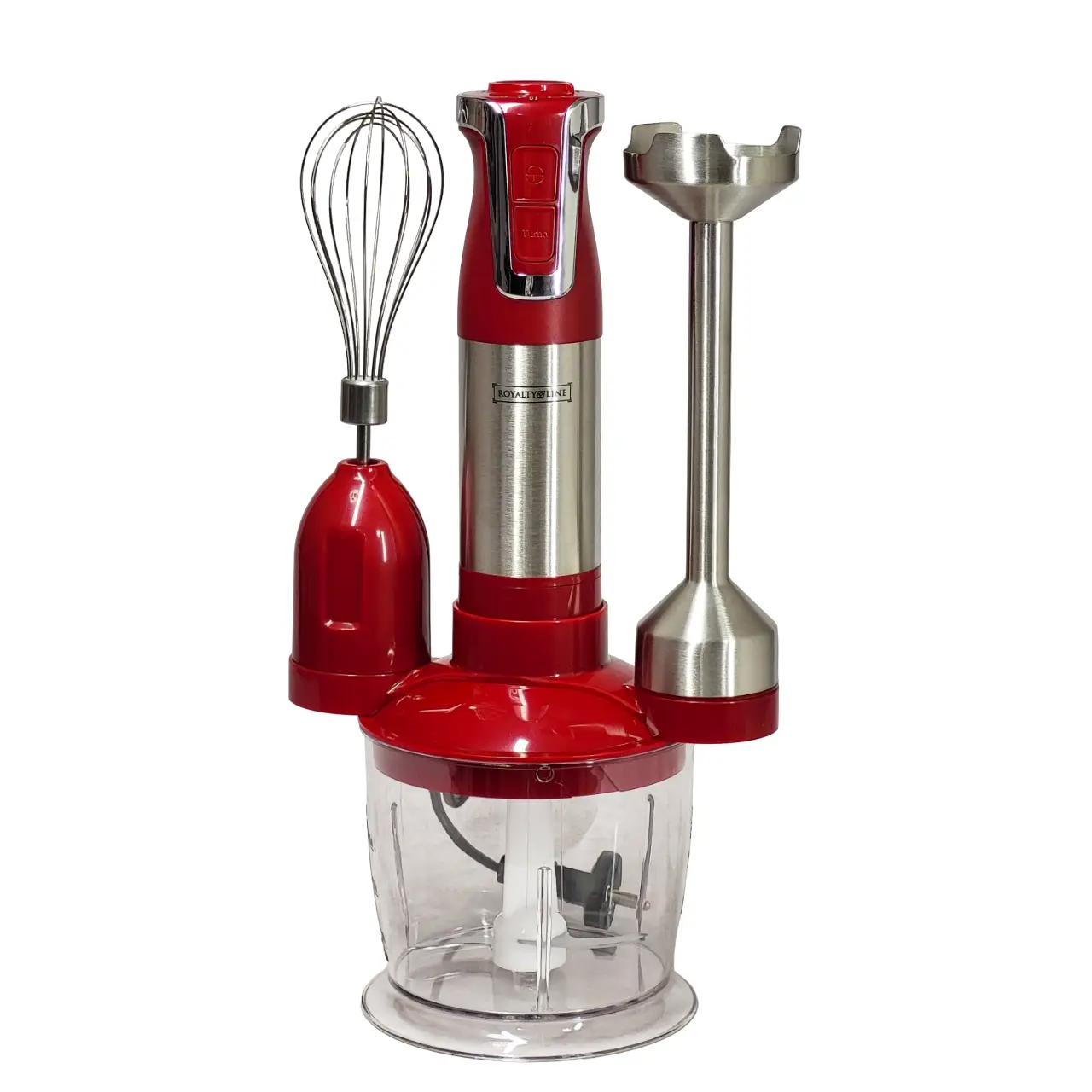 Royalty Line RL-ESMS800RED: 3-in-1 Hand Blender Set - Power Whisk, Immersion Blender, Chopper - Red Royalty Line RL-ESMS800RED: 3-in-1 Hand Blender Set - Power Whisk, Immersion Blender, Chopper - Red