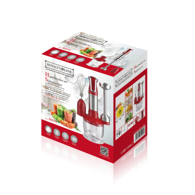 Royalty Line RL-ESMS800RED: 3-in-1 Hand Blender Set - Power Whisk, Immersion Blender, Chopper - Red Royalty Line RL-ESMS800RED: 3-in-1 Hand Blender Set - Power Whisk, Immersion Blender, Chopper - Red