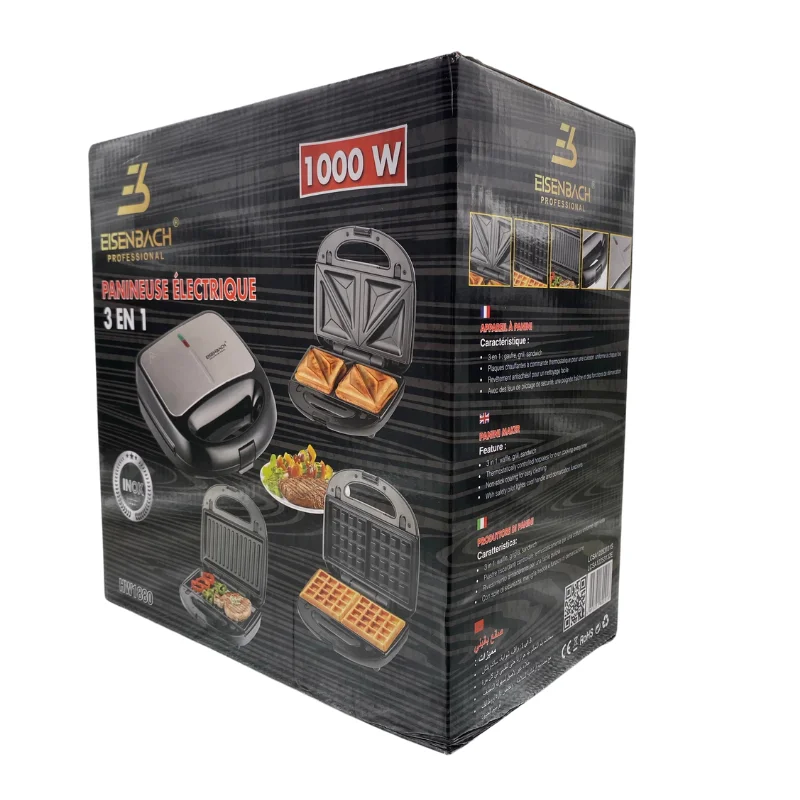Eisenbach HW-1880: 3in1 Sandwich Press, Waffle, Grill Maker - 1000W Eisenbach HW-1880: 3in1 Sandwich Press, Waffle, Grill Maker - 1000W