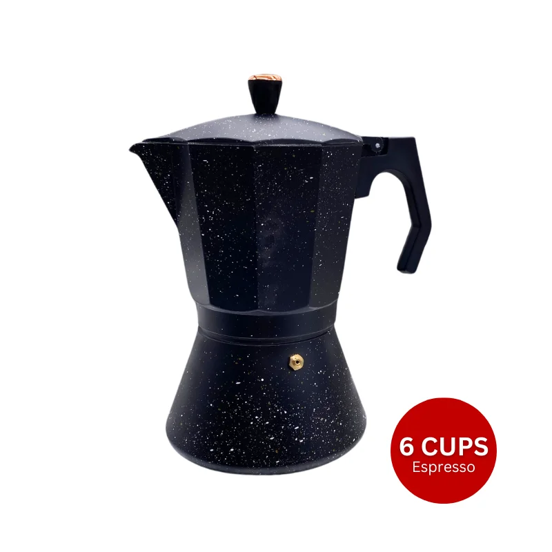 Eisenbach LSS06:Aluminum Espresso Moka Pot Coffee Maker - 6 Cups