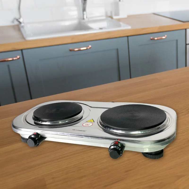 Rosenberg YQ-200D3: Stainless Steel Dual Electric Hob - 2500W Rosenberg YQ-200D3: Stainless Steel Dual Electric Hob - 2500W