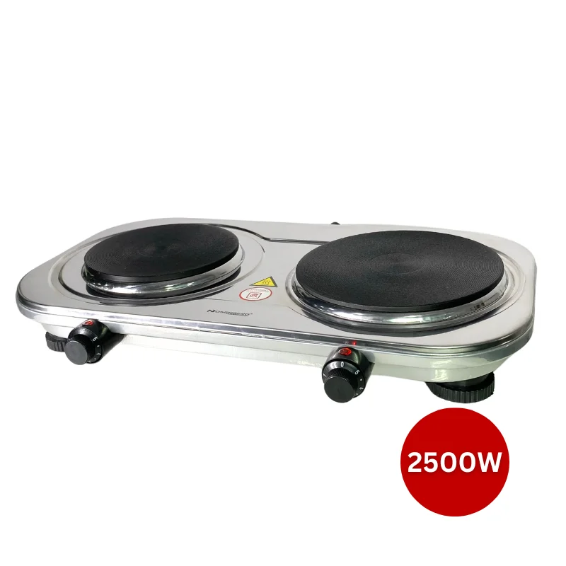 Rosenberg YQ-200D3: Stainless Steel Dual Electric Hob - 2500W Rosenberg YQ-200D3: Stainless Steel Dual Electric Hob - 2500W