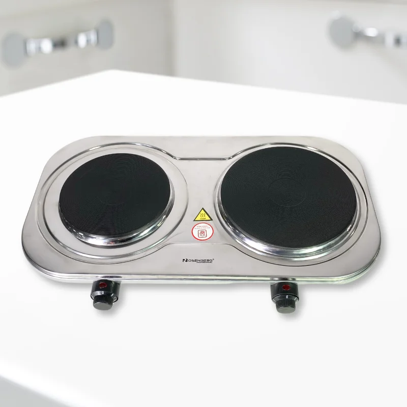 Rosenberg YQ-200D3: Stainless Steel Dual Electric Hob - 2500W Rosenberg YQ-200D3: Stainless Steel Dual Electric Hob - 2500W