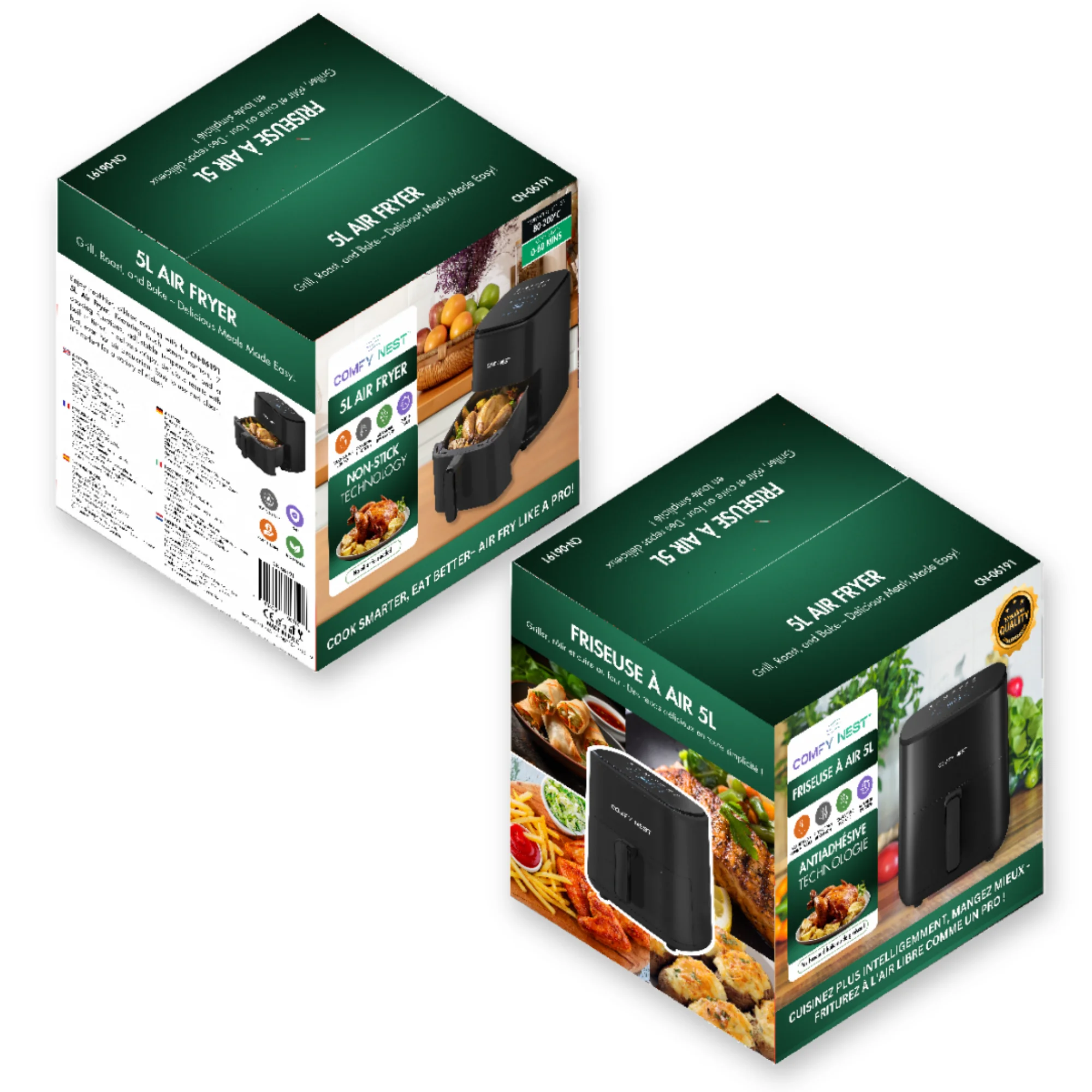Comfy Nest CN-06191: 1400W Digital Air Fryer - 5L Comfy Nest CN-06191: 1400W Digital Air Fryer - 5L
