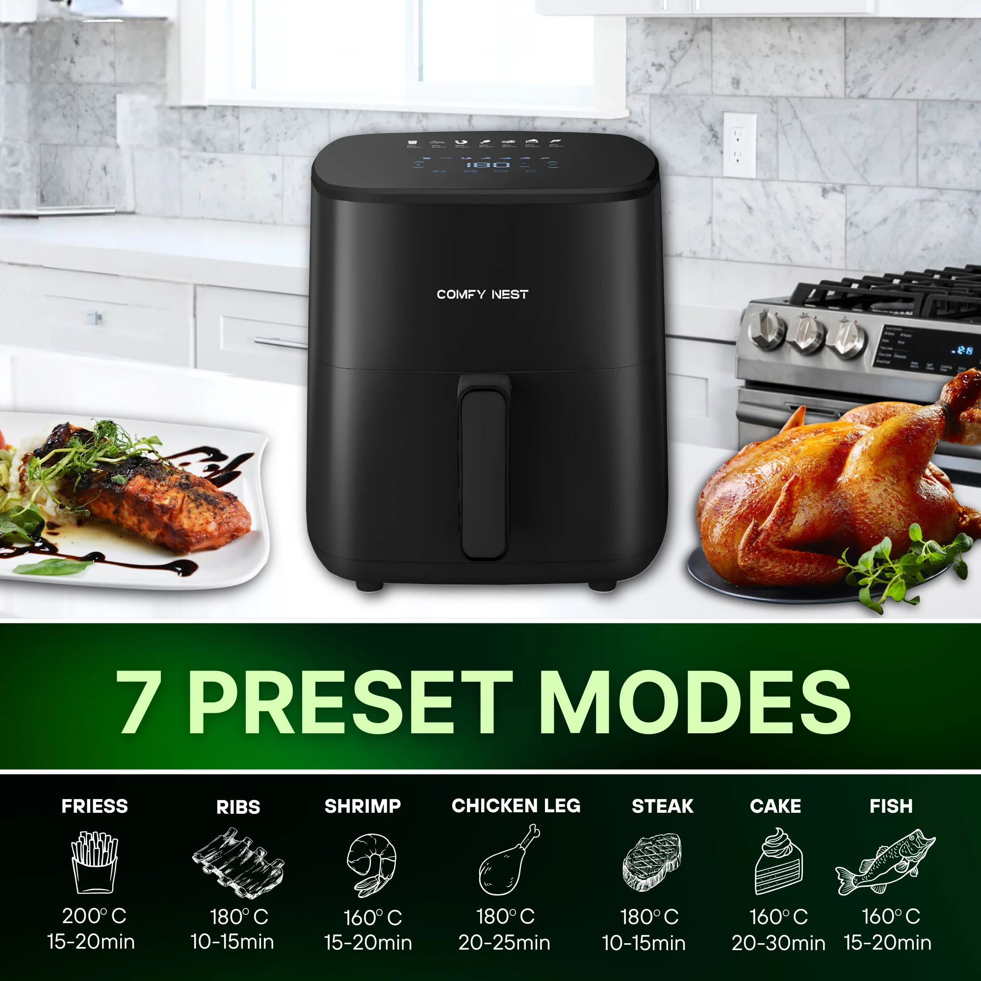 Comfy Nest CN-06191: 1400W Digital Air Fryer - 5L Comfy Nest CN-06191: 1400W Digital Air Fryer - 5L