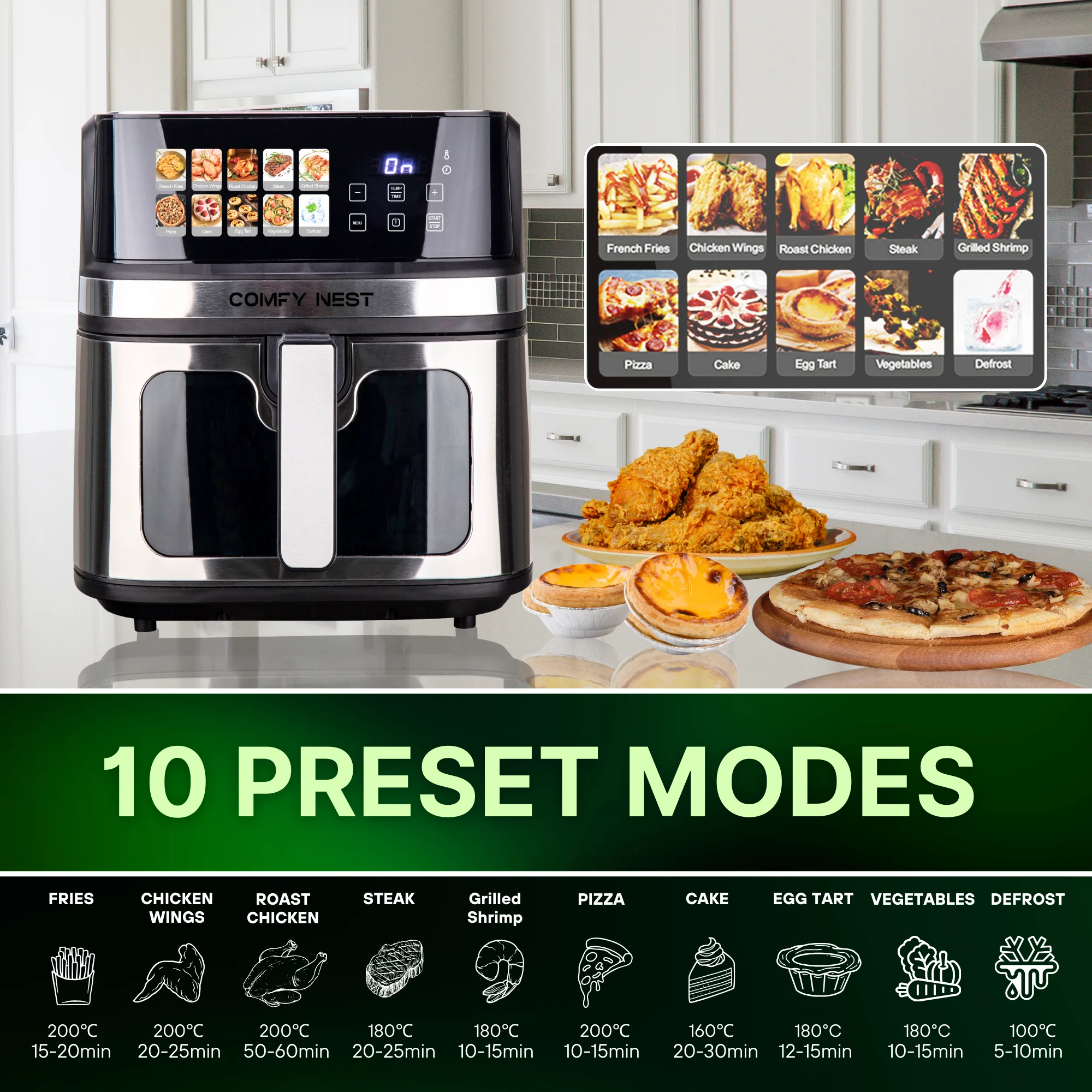Comfy Nest CN-06160: 1700W Digital Air Fryer - 8L Comfy Nest CN-06160: 1700W Digital Air Fryer - 8L