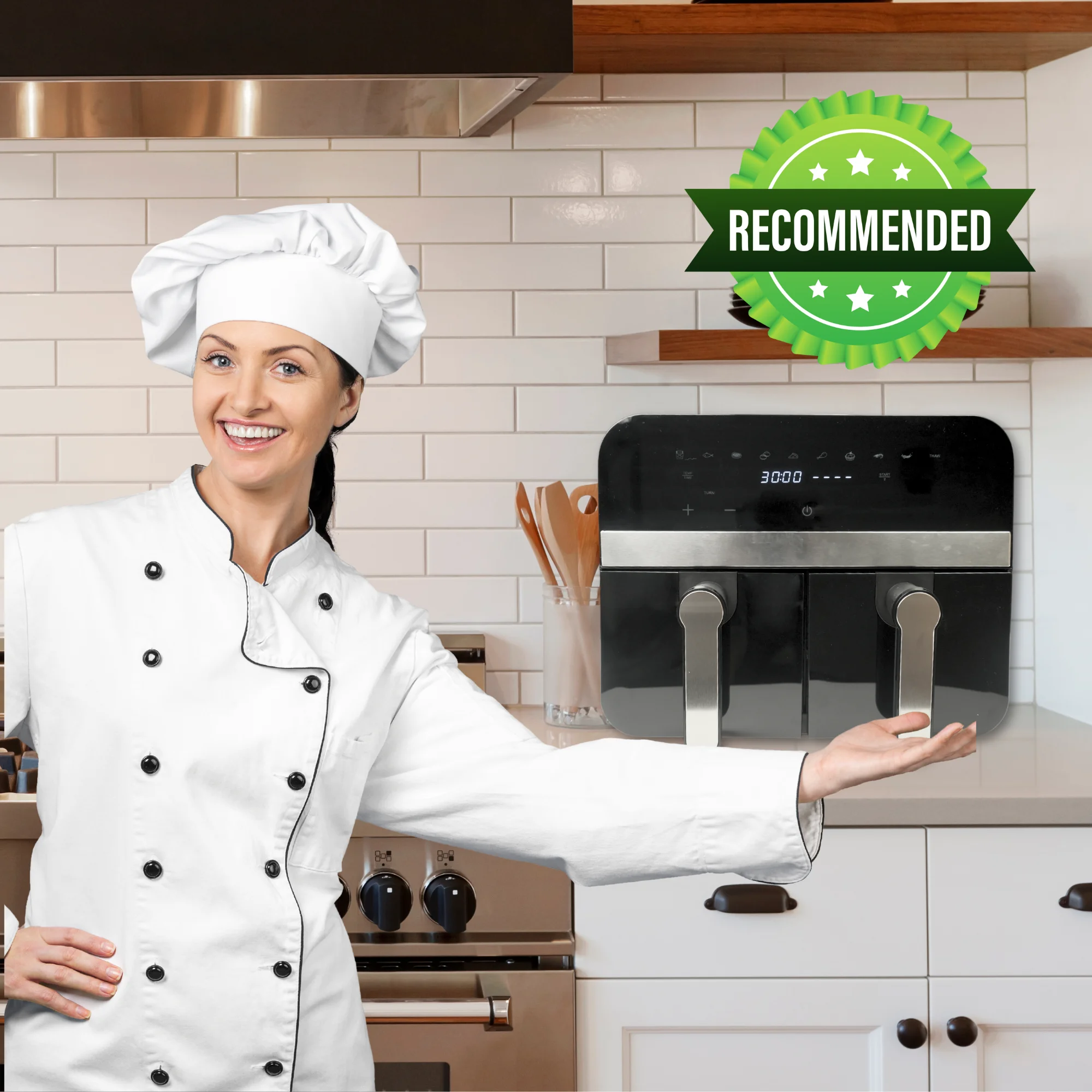 Comfy Nest CN-AFD45NB: 2400W Black Double Basket Digital Air Fryer - 9L Comfy Nest CN-AFD45NB: 2400W Black Double Basket Digital Air Fryer - 9L